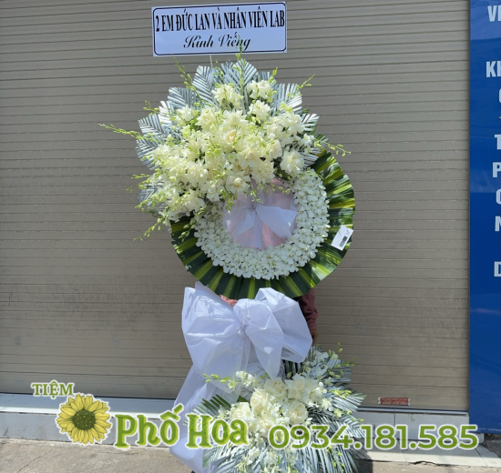 Kệ tang hồng trắng mix lan trắng